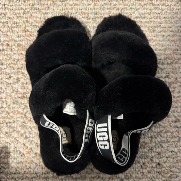 UGG Shoes - UGG Black Fluffy Sandals